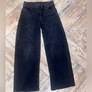 American Eagle Outfitters Women's Black Low Rise Baggy Wide-Leg Jeans